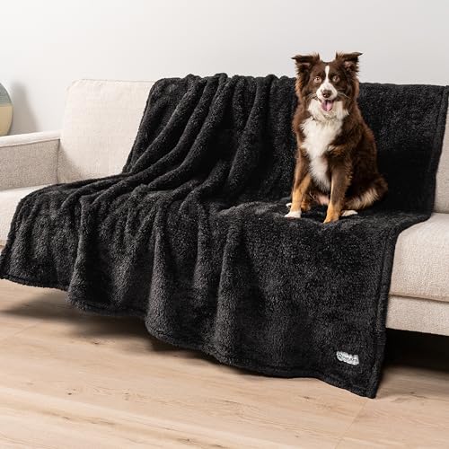 PETAMI Fluffy Fleece CAT and Dog Throw Blanket, Black, X-Large - color: Black, size: X-Large (60x80)