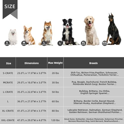 Dog Bed Large Sized Dogs, Orthopedic Flannel Pet Beds with Removable Washable Cover, Waterproof Indestructible Big Dog Bed with Anti-Slip Bottom, Egg Crate Memory Foam Pad, 35.0"x22.0"x3.0", Grey - size: L(35"x22"x3")