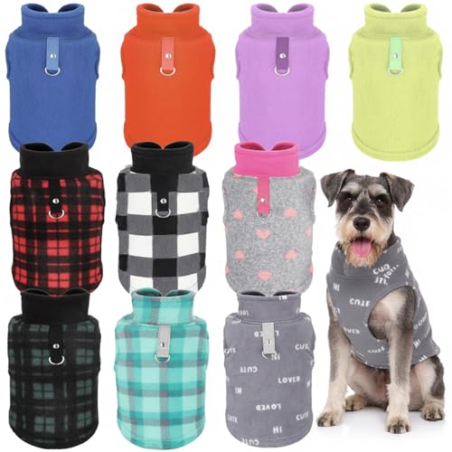 Reginary 10 Pack 2X-Large Dog Sweaters Fleece Pet Dog Clothes with Leash Ring Soft Warm Winter Puppy Plaid Shirt(Stylish) - size: 2X-Large,15.4-19.8 lb, style: Stylish