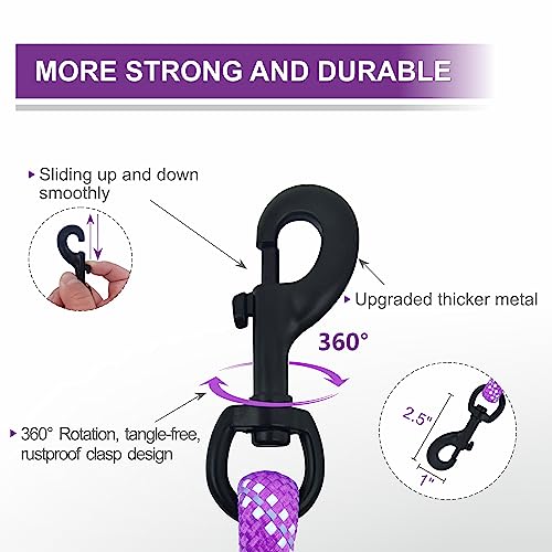 Dog Leash Heavy Duty 6ft, Double Handle Dog Leash with Padded Handle for Traffic Control, Reflective Rope Leashes for Large and Medium Dogs Night Control Safety Training (Purple) - color: Purple (25 to 120 lbs)