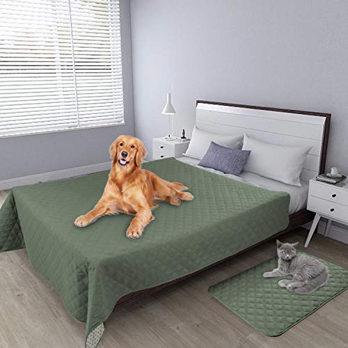 Easy-Going 100% Waterproof Dog Bed Cover, Non-Slip Pet Blanket for Furniture, Washable Couch Cover, Repleasement Sofa Cover (52x82 in,Greyish Green) - color: Greyish Green, size: 52x82 in