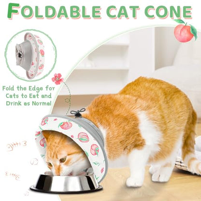 Cat Cone Collar Soft to Stop Licking, Adjustable, Foldable Lightweight Kitten Cones After Surgery Recovery for Cats & Kittens, Cat Cone Alternative, Easy Eating (PinkWhite, S) - color: PinkWhite, size: S