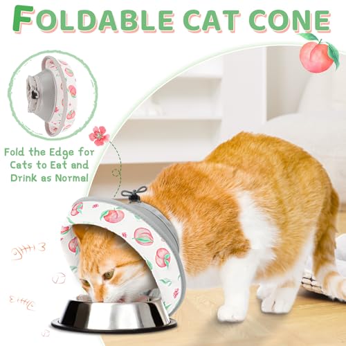 Cat Cone Collar Soft to Stop Licking, Adjustable, Foldable Lightweight Kitten Cones After Surgery Recovery for Cats & Kittens, Cat Cone Alternative, Easy Eating (PinkWhite, M) - color: PinkWhite, size: M