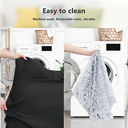 Vonabem XXXL Dog Bed Washable, Large Waterproof Pet Bed with Removable Cover, Jumbo Dog Crate Bed 54 inch, Soft Plush Pet Beds, Anti Anxiety Kennel Pad Grey - color: Grey, size: 54.0"L x 37.0"W x 3.5"Th