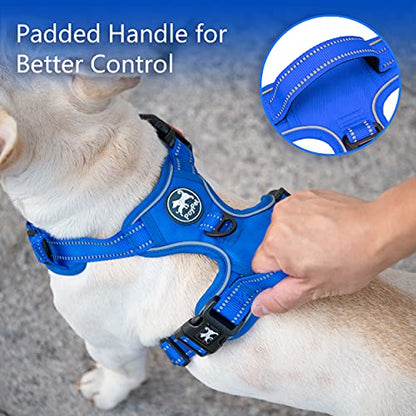 PoyPet No Pull Dog Harness, No Choke Reflective Dog Vest, Adjustable Pet Harnesses with Easy Control Padded Handle for Small Medium Large Dogs(Royal Blue,XS) - color: Royal Blue, size: XS