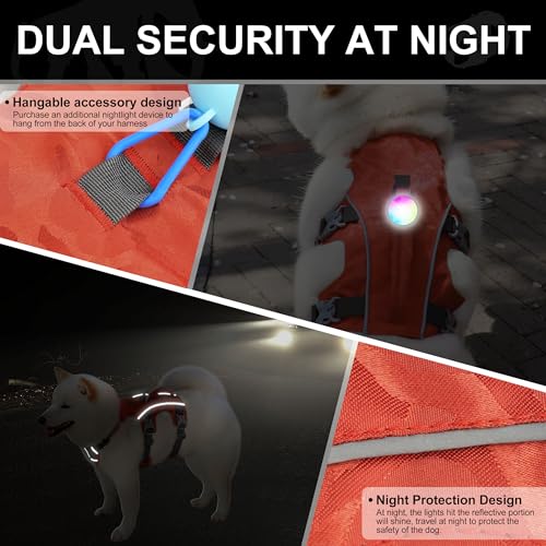 Escape Proof Dog Harness, Lightweight Full Body Pet Vest with Lift Handle and Leash Clip, Reflective Adjustable Small Dog Harness for Daily Walking(Vermilion,Chest:14-22") - color: Vermilion, size: XS: Chest 14-22", Fit 8-12 lbs