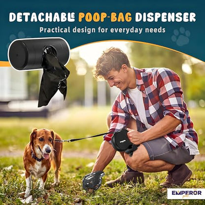 26 ft Retractable Dog Leash Black - Heavy Duty Retractable Pet Leash with Anti-Slip Grip for Medium to Large Dogs up to 110 lbs -Aura BB26 - color: Black, size: 26 ft