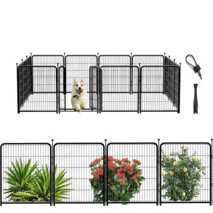 Getlay Tall Garden Fence, 32 in(H) Dog Fence Outdoor for Yard. 12 Panels Total 26.6 Ft(L) Puppy Playpen, Suitable for Indoor or Outdoor Use Play Pens for Puppys, Large Dog Pen, Fences for Garden