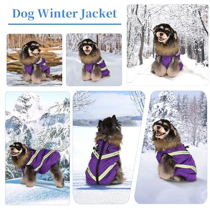 Winter Coat With Harness - Waterproof & Warm Jacket - Easy Zip-Up Design - Turtleneck Fleece Lined Clothes - Reflective Snowsuit Vest for Small Dogs - Purple S - size: Small