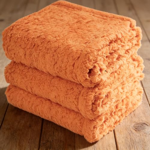 Fluffy Fleece Dog Blankets Warm Soft Fuzzy Pets Sherpa Calming Blanket for Puppy, Small, Medium, Large Dogs and Cats, Plush Pet Throws for Bed, Couch, Sofa, Travel (Orange,XL 42×64 inch) - color: Orange, size: XL 42×64 inch