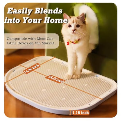 Cat Litter Mat Litter Trapping Mat,19.29"×14.96",Cat Litter Box Mat for Floor,Large Litter Matt for Cat Litter Box,Kitty Litter Mat Catcher,Waterproof Urine Proof,Washable,Easy Clean,Less Waste (Grey) - color: Grey