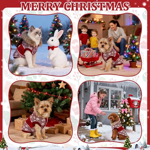 Dog Sweater Soft Dog Outfit with Hoodie Warm Snowflake Reindeer Dogs Cats Knitwear Clothes for Cold Weather Classic Colorful Design Sweater, Medium - size: Medium
