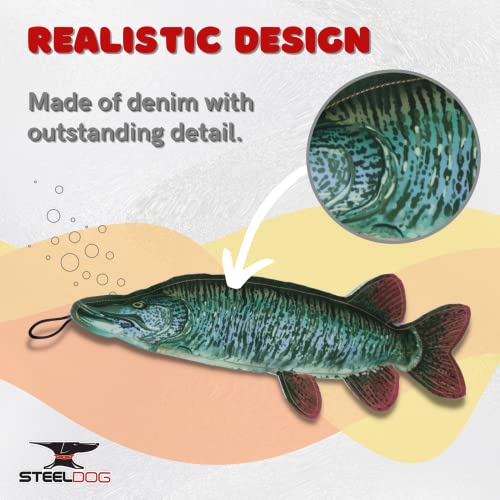 Steel Dog Muskie Realistic Fish Squeaker Dog and Cat Toy, Knotted Rope Fish Toy, No Stuffing Dog Chew Toys for Small, Medium, Large Breed - style: Muskie