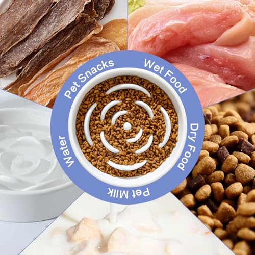 8.25'' Ceramic Slow Feeder Dog Bowls - Petal Shape Modern Dog Food Dish for Medium and Large Breeds, Puzzle Maze Bowl to Slow Down Eating, Anti-Gulping, Dishwasher & Microwave Safe, White - color: White, size: 8.25 inch