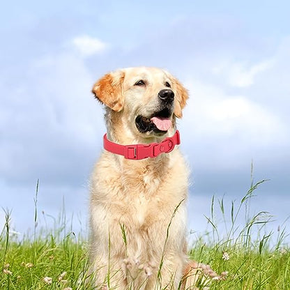 Waterproof Dog Collar Soft Rubber Dog Collar with Safety Buckle Adjustable Pet Collars for Small Medium Large Dogs - color: Red, size: S