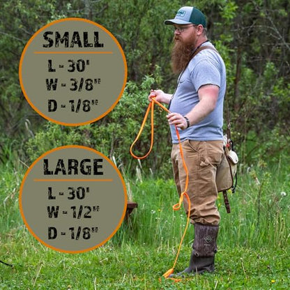 RigidBuilt Tracking Leash & Long Check Cord | 30 Feet | Waterproof Standard Dog Leash | Heavy Duty & Easy to Clean Hunting Dog Accessories - size: Large (Over 40 lbs)