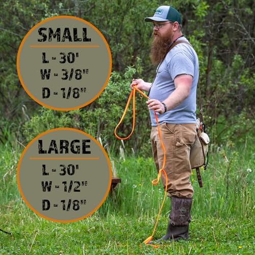 RigidBuilt Tracking Leash & Long Check Cord | 30 Feet | Waterproof Standard Dog Leash | Heavy Duty & Easy to Clean Hunting Dog Accessories - size: Small (5-40 lbs)