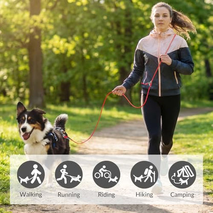 8.2ft Hands Free Dog Leash,Versatile Waist & Crossbody Lead for Medium Dogs,Waterproof & Adjustable for Running Jogging Walking, 360° Swivel Metal Buckle (Red) - color: Red
