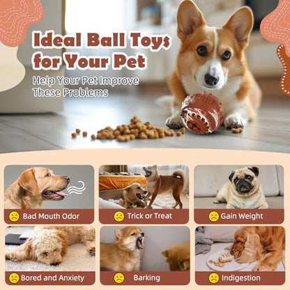 Dog Distraction Toy - Dog Toys to Keep Them Busy to Reduce Anxiety, Medium Chew Toy Ball Treat Dispenser with Freezable Fillable Treats Tray Mold for Aggressive Chewer, 4-IN-1 Mentally Stimulating Toy - color: Brown