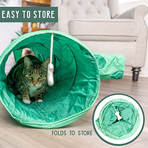 Pet Craft Supply Dizzy Dino Multi Cat Tunnel Boredom Relief Toys with Crinkle Feather String for Dogs, Cats, Rabbits, Kittens and Guinea Pigs for Hiding Hunting and Resting (8754) - style: Dizzy Dino