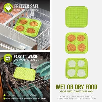 Hyper Pet IQ Treat Lick mat for Dogs, Dog Slow Feeder & Cat Lick mats | Great Alternative to Slow Feeder Bowls & Cat Feeders | Perfect Dog Licking mat, Cats Puzzle & Enrichment Toys - color: Green, size: Medium