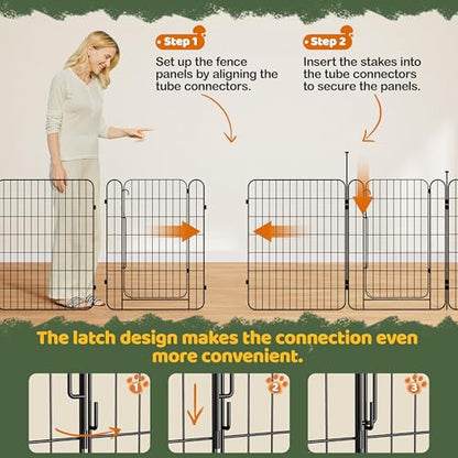 Yaheetech Dog Playpen for Puppy/Small Dogs, Foldable Pet Pen Expandable Fence with Door for Indoor/Outdoor Use, 32 Inch 8 Panels, Black - size: 32 inch