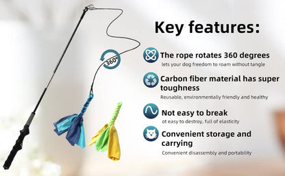Flirt Pole for Dogs,Interactive Dog Toys for Chase and Tug of War,Durable Teaser Wand with Pet Fleece Rope Tether Lure Toy to Outdoor Exercise for Small Medium Large Dogs