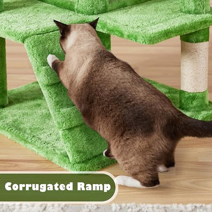 Yaheetech 54in Cat Tree, Cat Tower with Large Condo Sisal Scratching Posts and Dangling Balls, Pet Furniture for Kitten, Green - color: Green, size: 54in