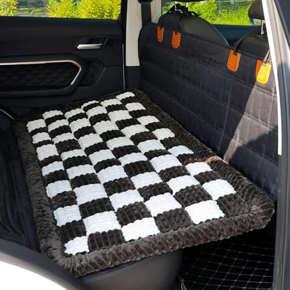 Dog Bed for Car, Backseat Pet Bed Mat, Dog Seat Cover for Car Back Seat, Non-Slip Travel Pet Mat, Fit for Backseat Extenders and Seat Covers (Black&White, 24.8x54inch) - color: Black&White