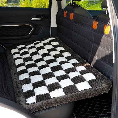 Dog Bed for Car, Backseat Pet Bed Mat, Dog Seat Cover for Car Back Seat, Non-Slip Travel Pet Mat, Fit for Backseat Extenders and Seat Covers (Black&White, 24.8x54inch) - color: Black&White