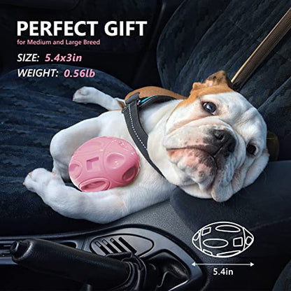 EASTBLUE Squeaky Dog Toys for Aggressive Chewers: Rubber Puppy Chew Ball with Squeaker, Almost Indestructible and Durable Pet Toy for Medium and Large Breed - color: Pink
