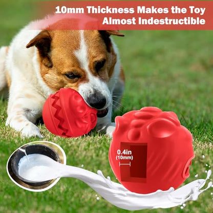Rubber Treat Dispensing Dog Toys, Indestructible Dog Ball for Aggressive Chewers, Interactive Treat Toy for Boredom to Keep Them Busy, Large Aggressive Chew Dispensing Ball