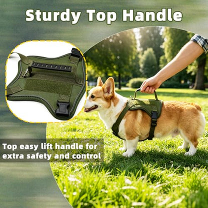 AIITLE Medium Dog Harness No Pull, Reflective Adjustable Vest with Handle, No Choke Design, Dual Metal Leash Clips for Walking Training Running Camping, Small Medium Breeds - Green M - color: Green, size: M