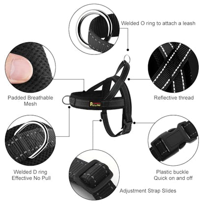 Plutus Pet No Pull Dog Harness with Breathable Mesh Padded, Adjustable Reflective Escape Proof Dog Harness, Quick Fit Dog Vest Harness for Small Medium Large Dogs(XS, Black) - color: Black, size: XS: chest 13.8"-17.3"