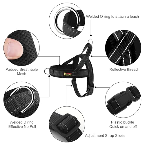 Plutus Pet No Pull Dog Harness with Breathable Mesh Padded, Adjustable Reflective Escape Proof Dog Harness, Quick Fit Dog Vest Harness for Small Medium Large Dogs(S, Black) - color: Black, size: S: chest 17"-19.7"