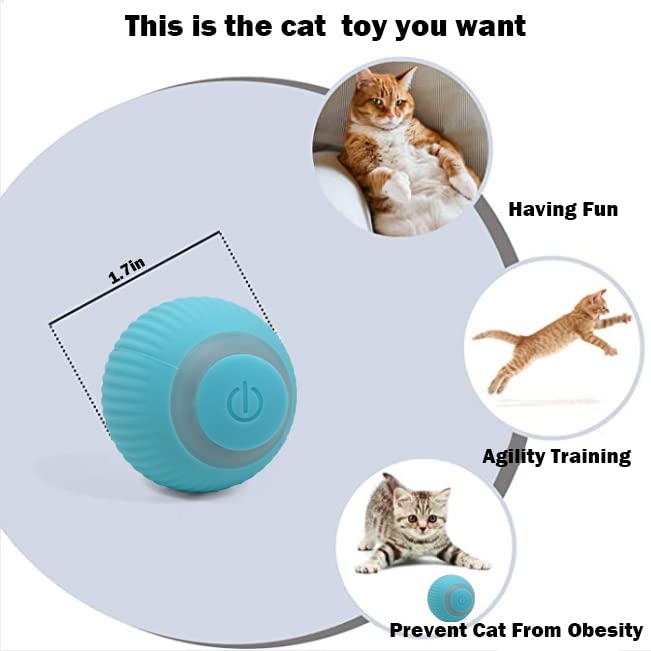 Pet's Cat Toy Ball,Wloom Cat Toy,Magic Rolling and Sound Ball for Indoor Playing Stimulate Hunting Instinct for Your Kitty. (Green) - color: Green