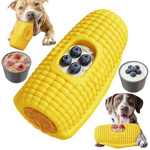 XL 3-in-1 Corn-Shaped Frozen Treat Dog Toy, No-Transfer Fill & Freeze Lick Cup, Stuffable Lick Toy & Tough Chew Toy for Aggressive Chewers, Long-Lasting Enrichment