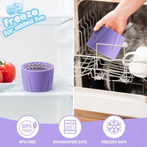 Dog Slow Feeder Lick Bowl, Anxiety Relief Dog Licking Mat Treat Dispenser, Non-Slip Anti-Choking Slow Eating Lick Bowl for Small Medium and Large Breed Dogs, BPA Free Silicone (Purple,M-L) - color: Purple, size: M-L