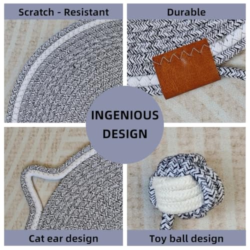 Cat Scratcher Mat, Natural Cotton Rope Cat Scratching Pad, 16.9'' Round Cat Wall & Floor Scratch Pad, Durable Double - Sided Cat Scratcher, Furniture Protector for Wall, Sofa, Couch, Carpet, Grey - color: Grey