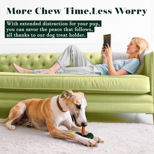 Bully Stick Holder for Medium/Large Dogs - Anti-Choking, Prevents Swallowed Ends - Nylon Dog Chew Toy - Dishwasher Safe, Green - color: Green
