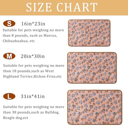 1 Pack 3 Blankets Super Soft Fluffy Premium Fleece Pet Blanket Flannel Paw Printed Throw for Dog Puppy Cat (Large 41x31'', Brown, Pink, White) - color: White, Pink, Brown, size: 41x31 inch(Pack of 3)