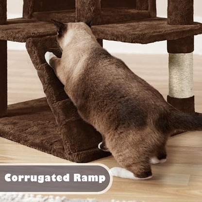 Yaheetech 54in Cat Tree Tower Condo Cat Furniture w/Scratching Post for Kittens Pet House Play - color: Brown, size: 54in