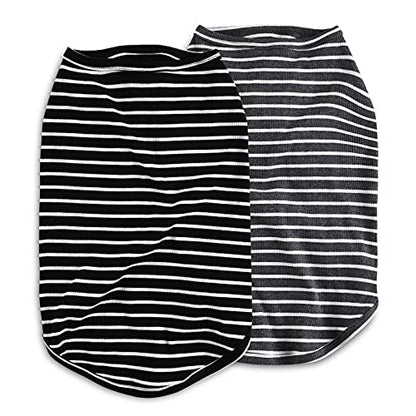 Dog Shirt Vest Lightweight Stretchy Dog T-Shirts Soft Cool Sleeveless Stripe Vests Breathable Clothes for Puppy Kitty Cats Small Medium Large Dogs 2 Pack Black + Grey [ 2XL ] - color: Black + Grey, size: 2XL-(20~30lb) | Chest(~24")
