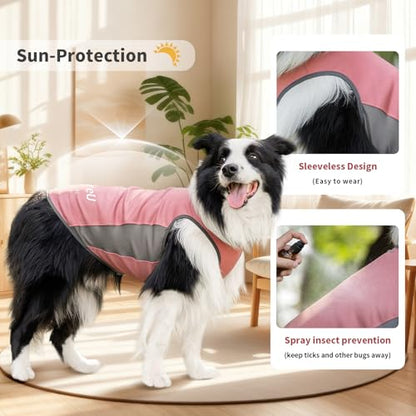 Dog Shirt, Cooling Vest Lightweight Breathable, Dog T-Shirts All-Season Sun Protection Quick Dry Soft Stretchy Reflective Tank Top - Small Medium Large Dogs (Brier Rose+Lilac Ether, Large) - color: Brier Rose+Lilac Ether, size: Large (44-55lbs)