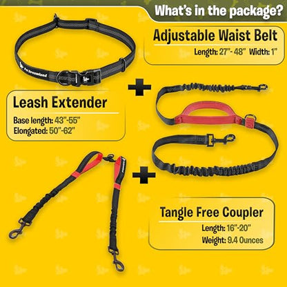 Exquisite Hands Free Double Leash for Two Dogs No Tangle. Premium Quality & Versatile Running Your Two Large Dogs. You Will Absolutely Love This Amazing Dual Dog Leash (Black & Red) - color: Black & Red