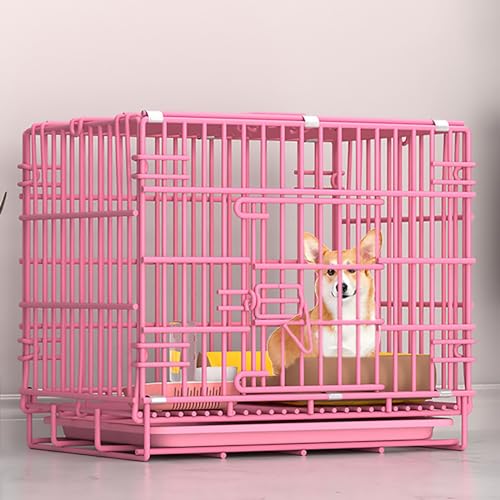 Dog Crate, 2 Doors Folding Mental Wire Dog Cage Training Kennel, with Removable Tray, Suitable for Small and Medium Dogs (Size : 61x42x50cm) - size: 24.0"L x 16.5"W x 19.6"H