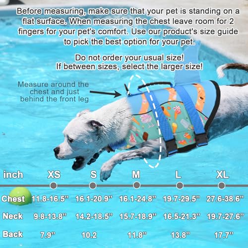 Shark Fin Dog Life Jacket High Buoyancy, Adjustable Dog Life Vest with Quick Release Buckles & Rescue Handle for Swimming Boating, Small Medium Large Dogs - color: Shark-Turquoise+Ice cream, size: X-small