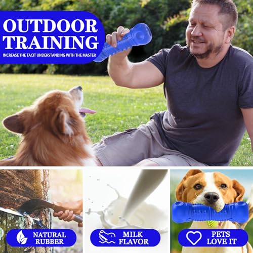 ZIKATON Dog Squeaky Toys for Aggressive Chewers, Durable Chew Toys for Large Medium Breed Dog, Tough Dogs Toys with Natural Rubber - color: Bule 0