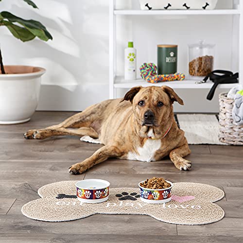 Bone Dry Ceramic Food Bowls, Non-Slip & Dishwasher Safe, Small Set, 4.25x2, Peace Paw, 2 Count - color: Peace Paw, size: Small Set, 4.25x2"