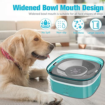UPSKY 70oz Dog Water Bowl 2L No Spill Dog Bowls Large Capacity Spill Proof Slow Water Feeder, No Splash Dog Bowl Pet Water Dispenser Vehicle Carried Travel Slow Drinking Bowls for Messy Drinkers, Cats - color: E-Green, size: 2 L